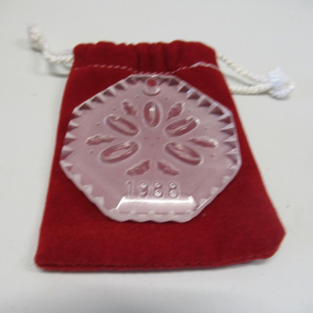 1988 Waterford Crystal Christmas‎ Ornament Snowflake In Original Red Bag And Box